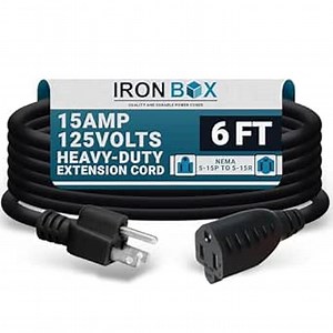 IronBox Electric NEMA 5-15 Heavy Duty Extension Power Cord - 15A, 125V, 14 AWG, 3 Prong - UL Listed Power Cable for Indoor & Outdoor Use - for Generator, Appliance, Computer & More (6ft, Standard)