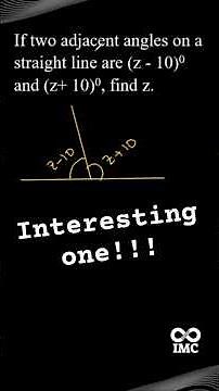 Find the Value of z: Two Adjacent Angles (z−10)° & (z+10)° on a Straight Line