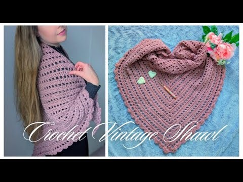 CROCHET EASY SPARKLY VINTAGE SHAWL TUTORIAL FOR BEGINNERS | How To Crochet Victorian Wrap & Pattern