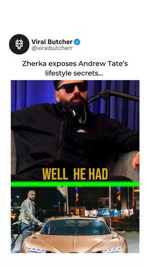 Viral Butcher on Instagram: "Zherka just dropped a bomb that completely reframes the whole Andrew Tate “Bugatti lifestyle” story 🏎️😳 He claims Tate wasn’t just chilling while others worked — he was hands-on, behind the keyboard, running the business himself in ways most people never expected. Zherka even calls out the Nelk Boys, reminding them of the interview where Tate admitted he personally took over the chats to maximize profits. If that’s true… the hustle was deeper, stranger, and way mor