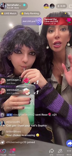 We love ya’ll Thank you for the live gifts @sophialabraham reposted ✨ i’m partied out but sophia’s off to more bday party with friends! Til next Live! 💜💜💜