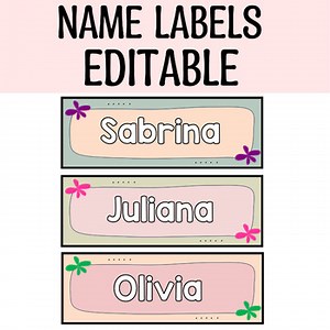 Printable Boho Neutral Student Name Labels, Classroom Labels, Cubby Labels