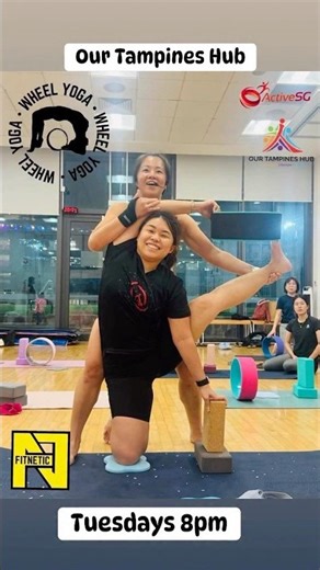 Wheel Yoga at Our Tampines Hub - compass variation #hipopening #wheelyoga