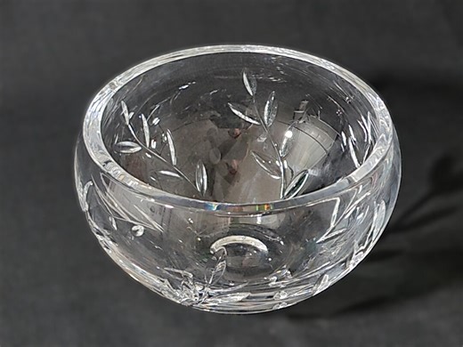 Vintage Royal Doulton Lead Crystal Bowl: Heavy Hand Cut English Crystal With a Vine Leaf Cut - Etsy