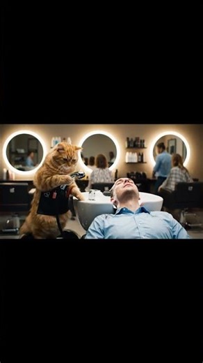 🐱 Cat Getting a Haircut Like a Boss | Funniest Barber Moment 😂✂️