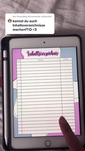 Inhaltsverzeichnis erstellen mit Procreate