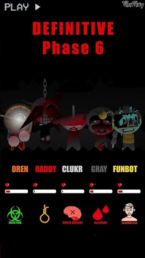HP Bar Oren Raddy Clukr Gray Funbot in 3 - 10 Definitive Phases #sprunki #incredibox