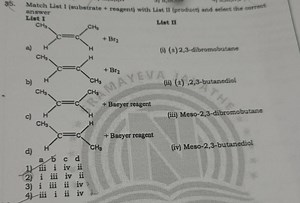 Match List I (substrate   reagent) with List II (product) and s... | Filo