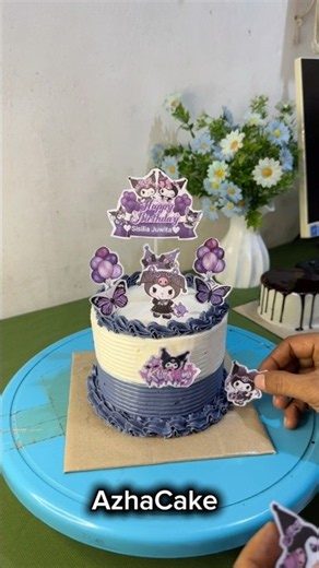 Kuromi cake decorating tutorial🤗 #cake #beautifulcake #cakedecorating #shorts