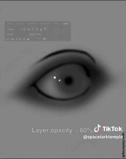 Draw every step on a separate layer. I used Photoshop, but you can do this in any drawing software. All you need: Soft round brush Soft eraser Layers The codes like B1B1B1 are color values. You can copy and paste them into your color picker. Exact settings I used: Canvas size: 1400 x 1400 px Background color: 808080 BASE 500 px - color 000000 - Tap 3x 450 px - color B1B1B1 - Tap 1x (center) IRIS 200 px - color 1D1D1D - Tap 3x 150 px - color 4B4B4B - Tap 1x (center) 75 px - color 000000 - Tap 2x