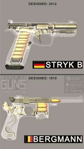 Split Screen: STRYK B vs Bergmann-Bayard (Slow Motion) #firearmeducation #gunmechanics