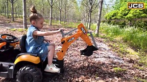 24V JCB Ride on Excavator, Ride on Toys for Big Kids with Remote Control,Ride on Backhoe Digger w/Tractor, Bulldozer, Ride on Car with Slow Start/Stop, Adjustable Speeds (Excavator, Yellow)
