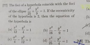 The foci of a hyperbola coincide with the foci of the ellipse x... | Filo