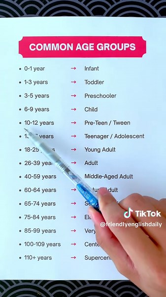 English Age Groups: Beyond Baby, Teen, Adult