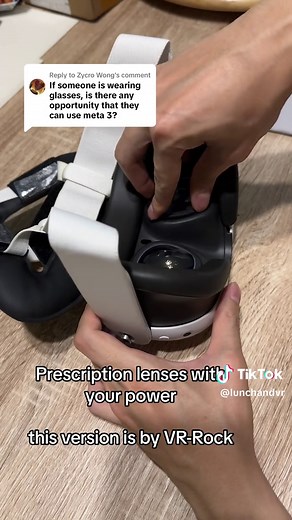 Replying to @Zycro Wong For those wondering if you can use glasses, you can but it gets annoying sometimes. I use prescription lenses, these ones are by VR-Rock. Basically you can choose your custom power, and if you want a discount you can use my code VRLUNCH #quest3 #glasses #prescription #meta #vr #spectacles #power