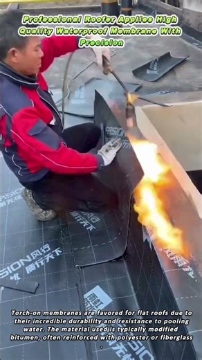 Professional Roofer Applies High Quality Waterproof Membrane With Precision