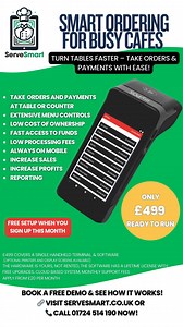 🚀 Tired of Slow Service & Missed Sales? Upgrade with ServeSmart! 🚀 Imagine a world where your staff take orders in seconds, your kitchen gets them instantly, and bills are calculated automatically—no more mistakes, no more delays! ✅ Wireless Order Taking & Payments – Cut wait times & boost efficiency! ✅ Kitchen Printer & Display Integration – Orders go straight to the kitchen/bar! ✅ Allergen & Menu Control – Keep guests safe & your menu flexible. ✅ NEW: Low Card Processing Fees (Just 1.1%) – I