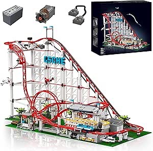 Roller-Coaster Building Set, Motorized Electric Train Track, City Amusement Park Model Toy for Boy Girl Ages 6 7 8 9+, Birthday Gifts for Adult Kid Teen, Theme Construction Collection 3646pcs