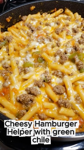 Cheesy Hamburger Helper with Green Chile This homemade version of hamburger helper is a total crowd-pleaser, with creamy cheddar sauce, hearty ground beef, and the perfect green chile kick. My family loves it for quick weeknight dinners, and it's even made an appearance on our Christmas week menu as an easy post-holiday comfort meal. It’s cheesy, filling, and ready in under 30 minutes! Ingredients: 1 lb (450 g) ground beef 1 small onion, diced 2 cloves garlic, minced 1 1/2 cups elbow macaroni (u