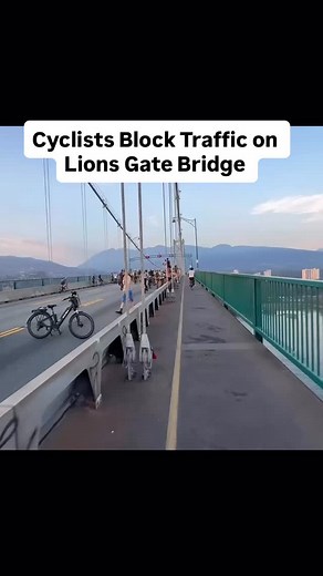 176K views · 921 reactions | Cyclists blocked the Lions Gate Bridge during a Critical Mass ride, a monthly event highlighting cycling rights.  (Reddit: u/Curious_Put_5696) #604tv #vancouver #lionsgatebridge | 604tv | Facebook