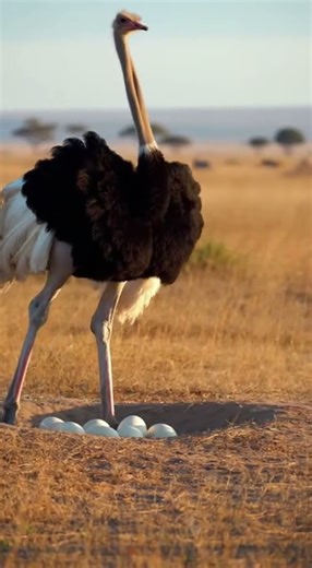 Hyena tries to steal Ostrich Eggs... INSTANT REGRET!