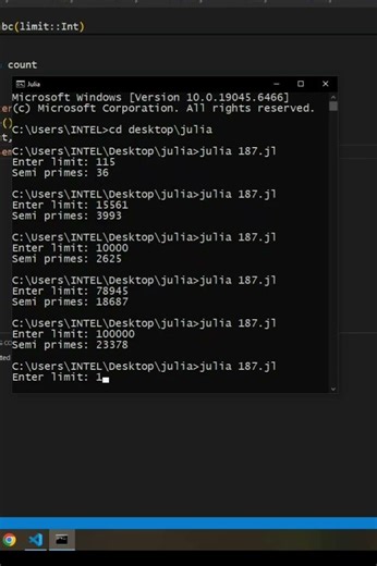 julia | Euler project 'semi primes' | CodeLearning