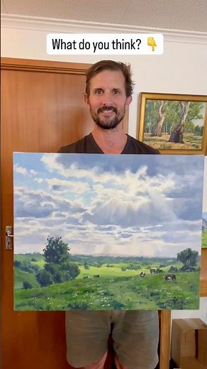 I Started This Painting a Year Ago and Finally Finished it! #landscapeart #cloudart #oilpainting