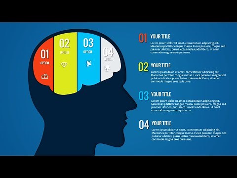 Create 4 Options Brain Infographic slide in PowerPoint