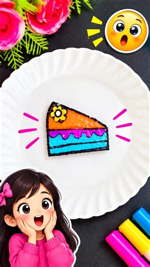 How to draw mini cake for kids drawing 😱 #shorts #diy #drawing #Easycraftswithsabbo