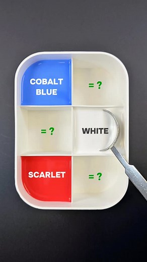 Mini Art Zone on Instagram: "Let's Mixing Blue + White & Scarlet 😍 . . . . . #GTkM24 #colormixing #artvideo #foryou #art #blue #white #scarlet #reels #mixing #paintmixing #asmr #colors #miniartzone #relexing #satisfayingasmr"