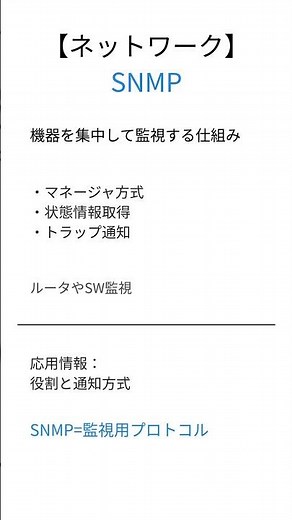 【応用情報処理】SNMPとは？30秒で要点解説