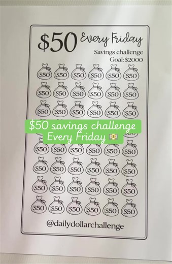 $50 savings challenge Start putting $50 aside every Friday and you'll see a big difference it makes S #savingschallenge #moneytoks #howtosavemoney #budgetingforbeginners #dailydollarchallenge