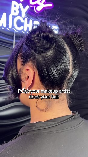 Fishtail buns! I love doing hair as a makeup artist its ✨different✨ I need to most more client content 😭