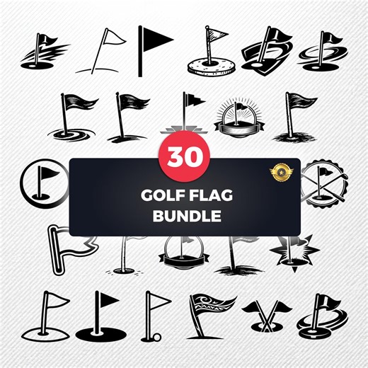 Golf Flag SVG Bundle | 30 Clipart Vector Drawings | PNG PDF Eps Dxf | Commercial License Illustrations - Etsy