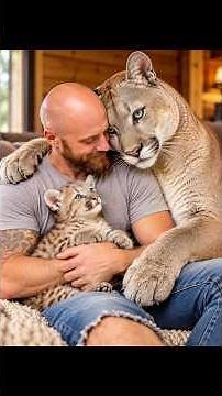 From Wild Cub to Family: The Cougar That Chose to Stay.#animals