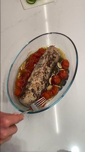 Saftig fläskfilé tillsammans med ugnsrostade grönsaker