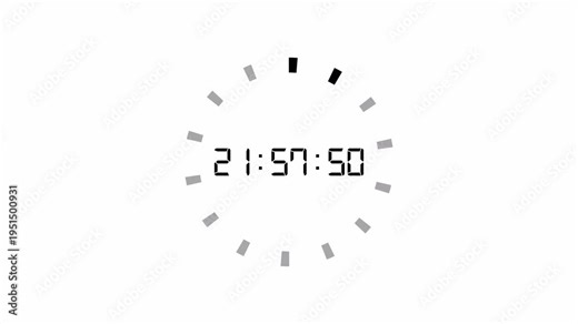 24 hours countdown timer animation in one minute on a transparent background, twenty four hours countdown timer in 60 seconds, Countdown timer from 24 to 0 hours in 4k