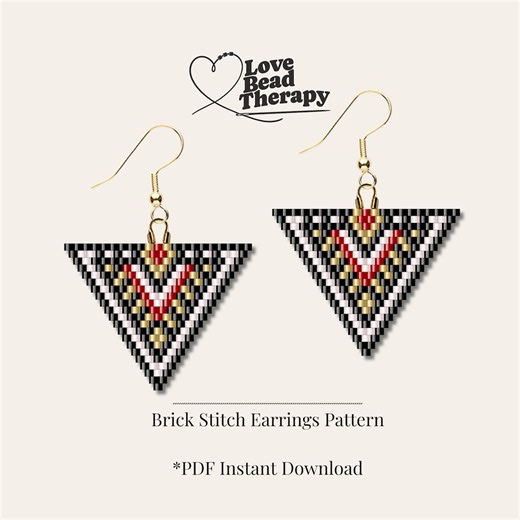 Driehoek steensteekoorbelpatroon, grafiek Delica Rocaille (pdf) - Etsy België