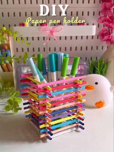 DIY Paper Pen Holder — Easy Origami Desk Organizer