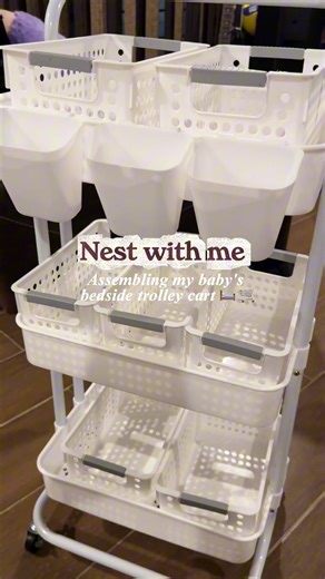 Got my baby a trolley cart for his essentials 🩵 Can't wait to meet him next month! Team March #nesting #nestingmommas #firsttimemom #ftm #babyessentials