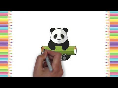 How to Draw a Panda Eating Bamboo | 2D Flat Vector Cartoon for Kids