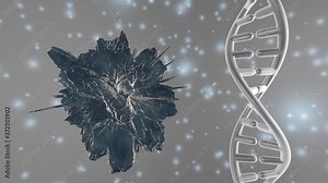 3D Animation of a mutating stem cell with a DNA strand which defines its identity.