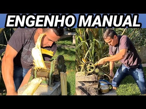 moedor de cana manual:na prática extraindo caldo de cana
