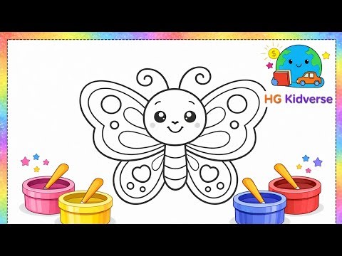 Butterfly Coloring 🦋 Learn Colors for Kids 🎨 | Easy Coloring Page 🎨