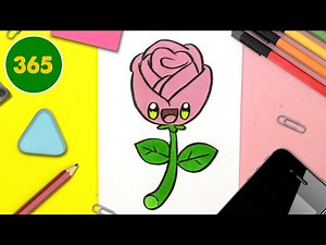 COMMENT DESSINER UNE ROSE KAWAII - Dessins kawaii faciles - Apprenez à dessiner des choses kawaii