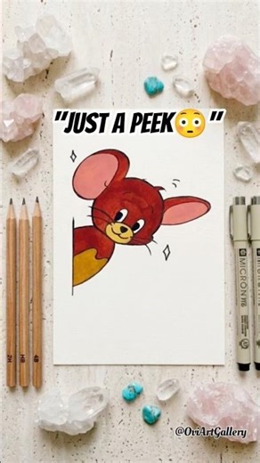 Curiosity Peeks Out 👀🐭 | Cute Minimal Cartoon Drawing | Easy Art #trending #shorts #easydrawing