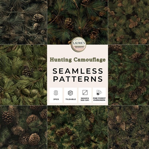 Hunting Camouflage Seamless Patterns: Evergreen Pine Cones Forest Camo (digital Download) - Etsy