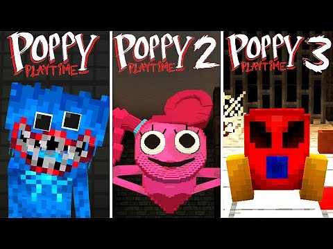 Poppy Playtime Chapter 1-3 - All Jumpscares & Scenes | Minecraft PE