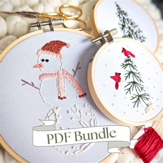 Christmas Embroidery Patterns Bundle: Beginner Holiday Designs (PDF Pattern) - Etsy