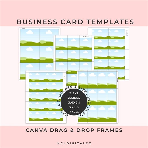 Business Cards Template Bundle Multiple Sizes Canva Drag and Drop Frames - Etsy